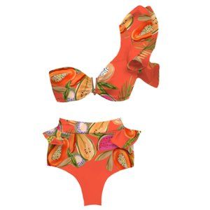 One Shoulder Swimsuit Print